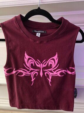 Urban Outfitters Grunge-Style Butterfly Tattoo Size M Crop Top